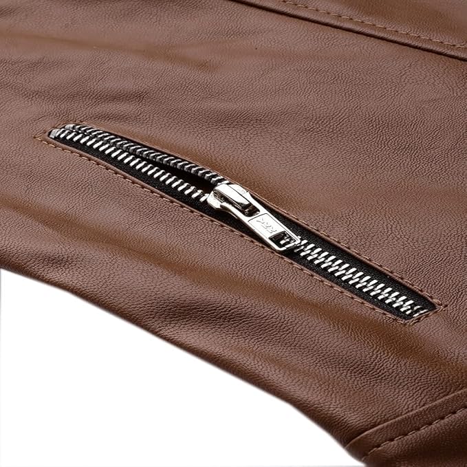 Leather Retail® Full Sleeve Brown Solid Jacket for Woman's Biker Style 4