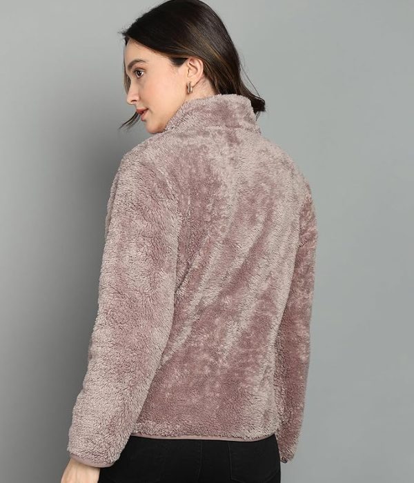 Alan Jones Clothing Women Polyester Fluffy Yarn Fleece Full-Zip Standard Length Jacket 3