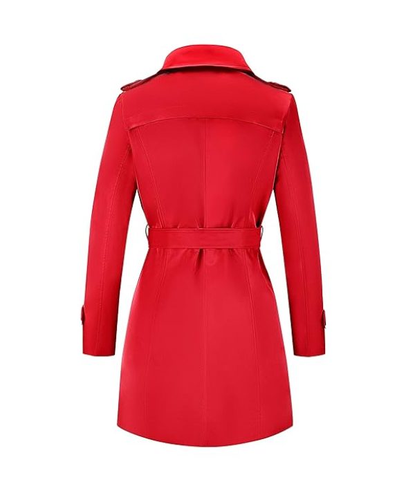 FARVALUE Women's Double Breasted Trench Coat Water Resistant Windbreaker Classic Belted Lapel Overcoat 2