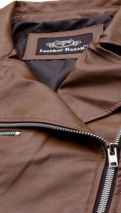 Leather Retail® Full Sleeve Brown Solid Jacket for Woman's Biker Style 3